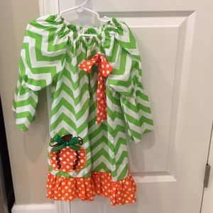 Adorable Fall Chevron Pumpkin Boutique Dress 6